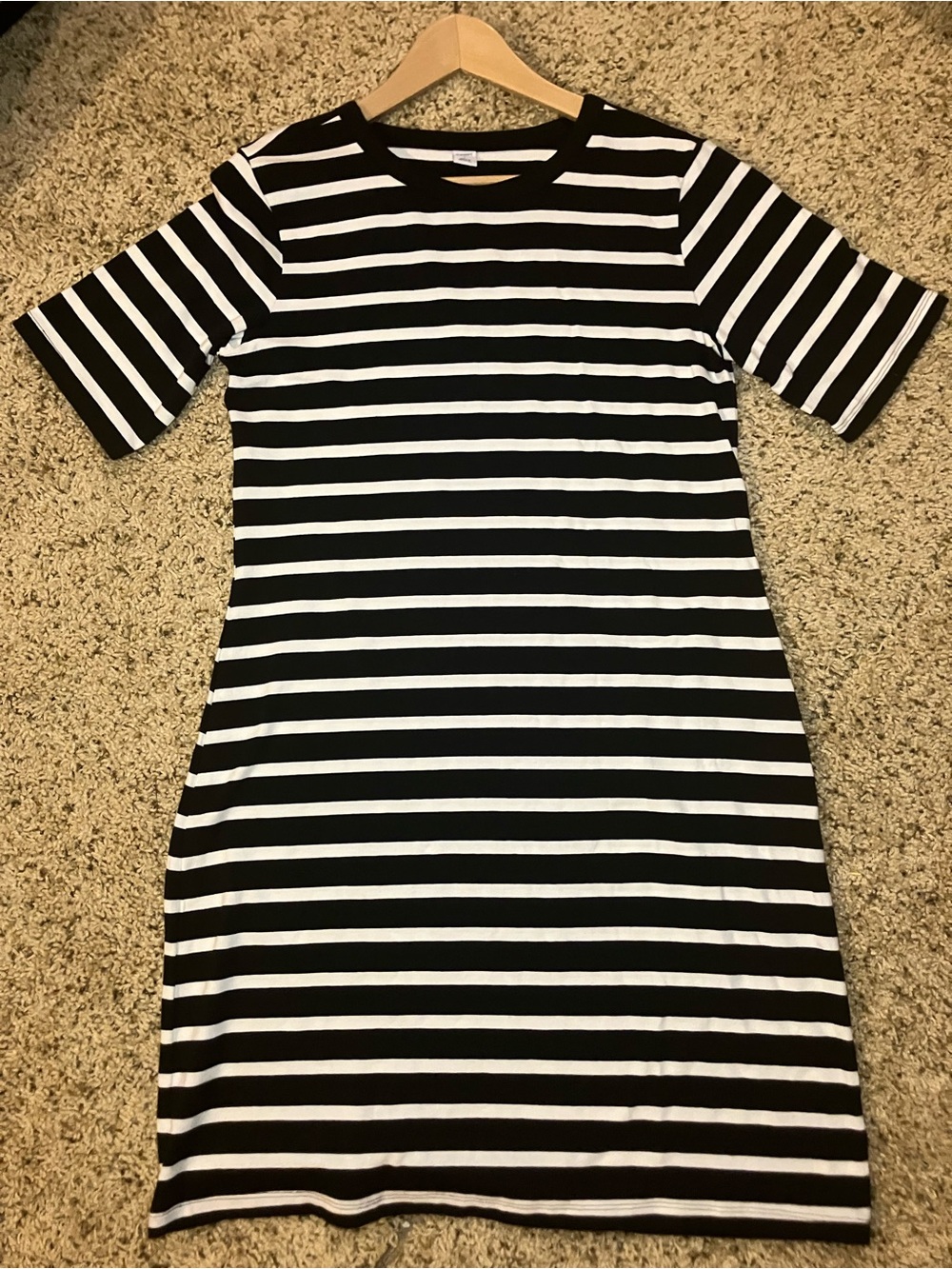 Old Navy Black and White Striped Midi Dress